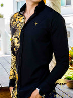 Camisa Hombre Casual Slim Fit Negra Culebra - 34 (S)-Tiendas Platino