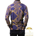Camisa Hombre Casual Slim Fit Marino Rombos Dorados - 34 (S)-Tiendas Platino