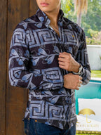 Camisa Hombre Casual Slim Fit Negra Crecía - 34 (S)-Tiendas Platino