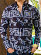 Camisa Hombre Casual Slim Fit Negra Crecía - 34 (S)-Tiendas Platino