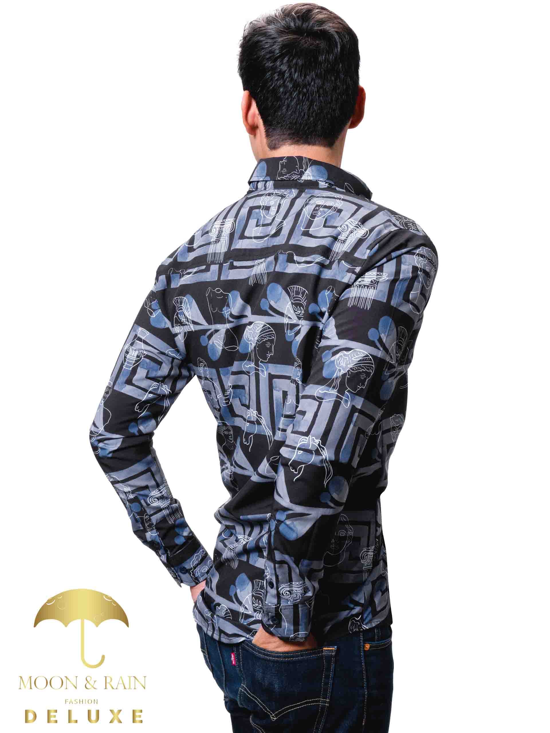 Camisa Hombre Casual Slim Fit Negra Crecía - 34 (S)-Tiendas Platino