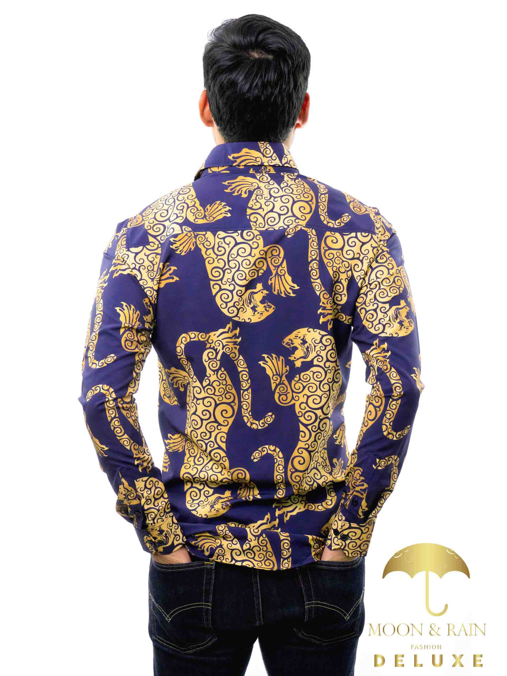 Camisa Hombre Casual Slim Fit Morado Jaguar Dorado - 34 (S)-Tiendas Platino