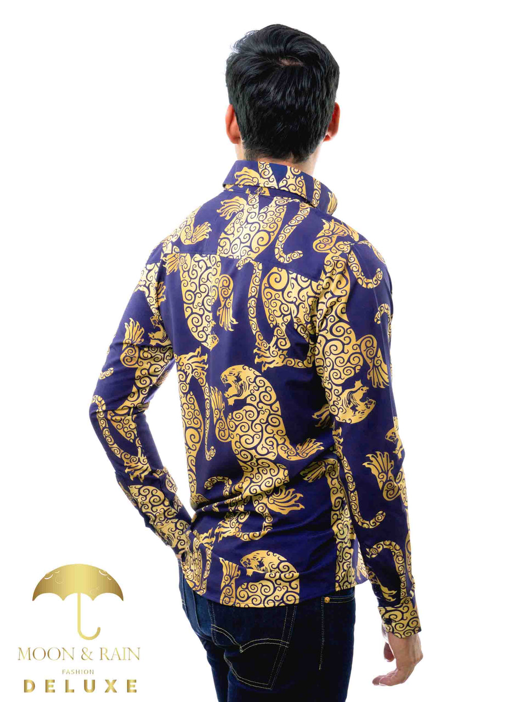 Camisa Hombre Casual Slim Fit Morado Jaguar Dorado - 34 (S)-Tiendas Platino