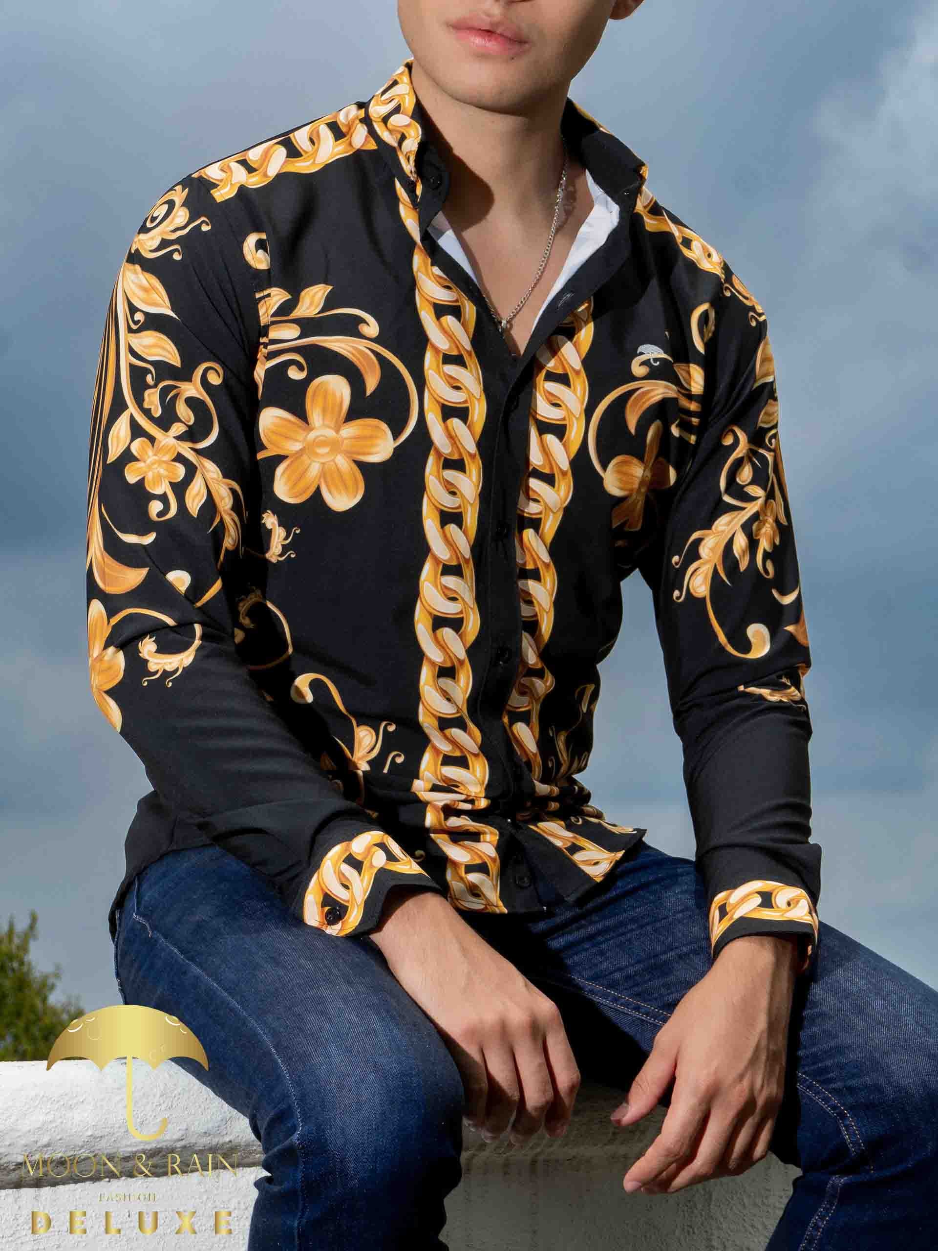 Ropa Casual Camisa Cadenas Hombre Camisa Hombre Casual Slim Fit