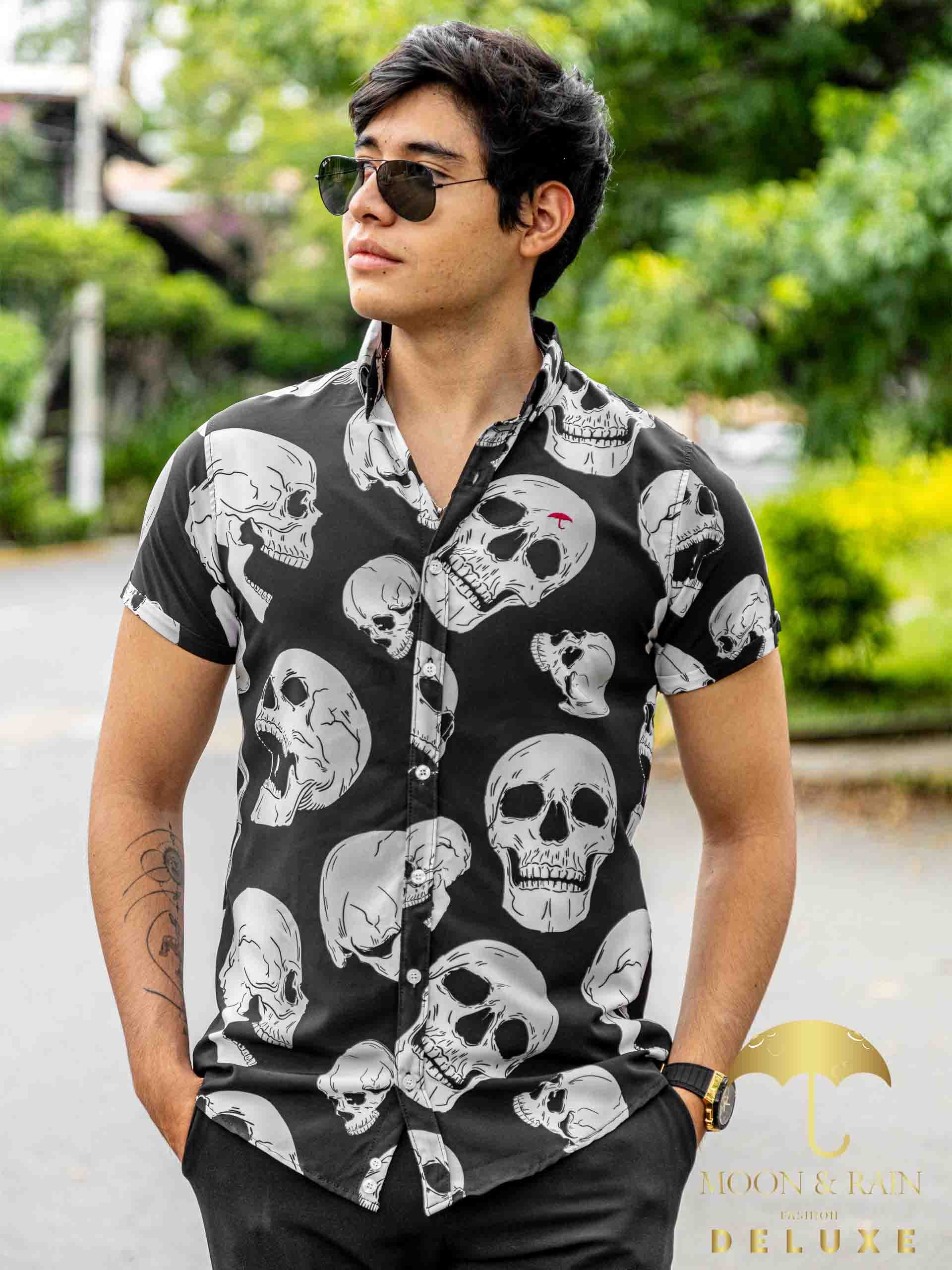 Camisa de hombre discount blanca y negra