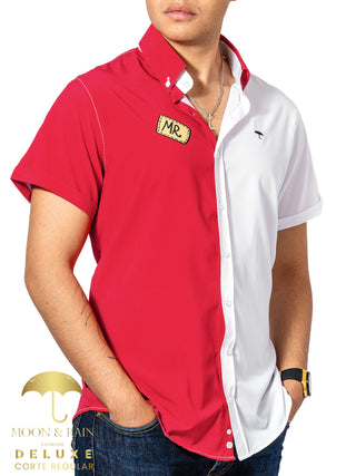 Camisa Hombre Casual Roja Y Blanca Conejo Money