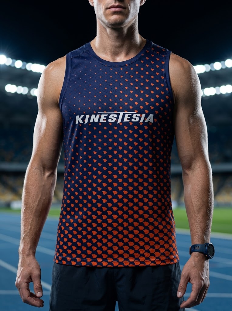 PLAYERA TANK HOMBRE SIN MANGAS NARANJA AZUL MIXED ESTAMPADO