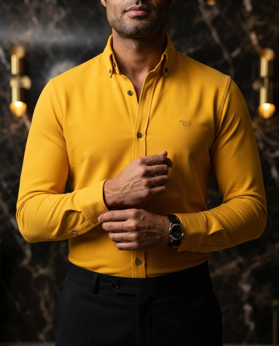 Camisa Hombre Amarillo — Solar Flux | Moon & Rain