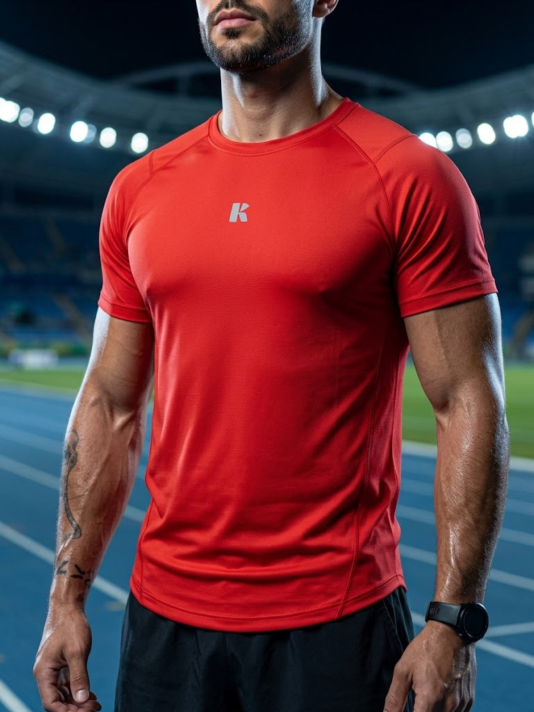 Playera Manga Corta Roja Para Hombre Basic Kinestesia