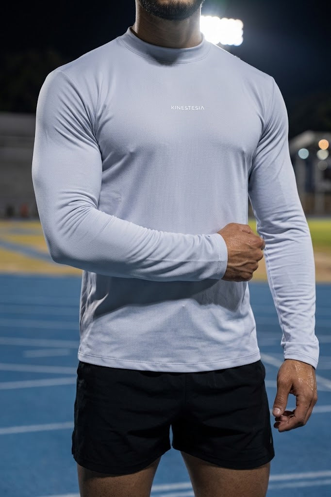 PLAYERA MANGA LARGA BLANCA PARA HOMBRE KINESTESIA
