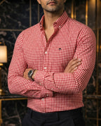 Camisa Hombre Cuadros Blanco Rojo — Scarlet Mini | Moon & Rain