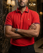Playera Polo Hombre Slim Fit Rojo Detalle Azul Marino