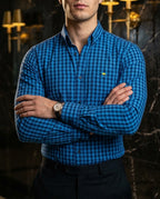 Camisa Hombre Cuadros Negro Azul — Jet Mini | Moon & Rain