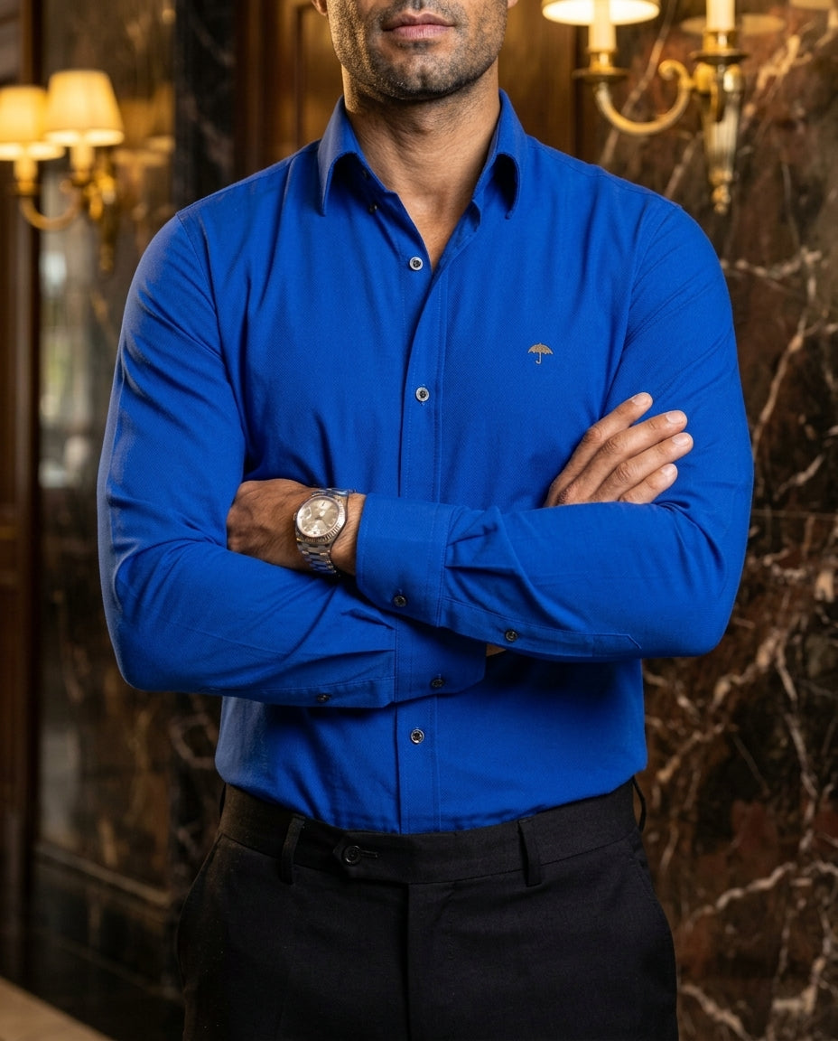 Camisa Hombre Casual Azul Rey Lisa