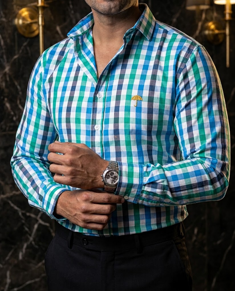 Camisa Hombre Rayas — Emerald Stripe Coastal | Moon & Rain