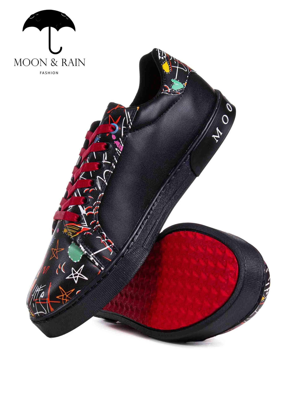 Tenis Unisex Sneakers Negros detalles Garabatos Colores