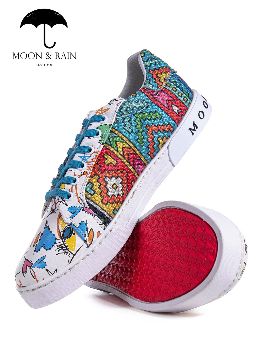 Tenis Unisex Sneakers Blancos Garabatos Det Artesanal