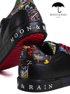 Tenis Unisex Sneakers Negros detalles Garabatos Colores