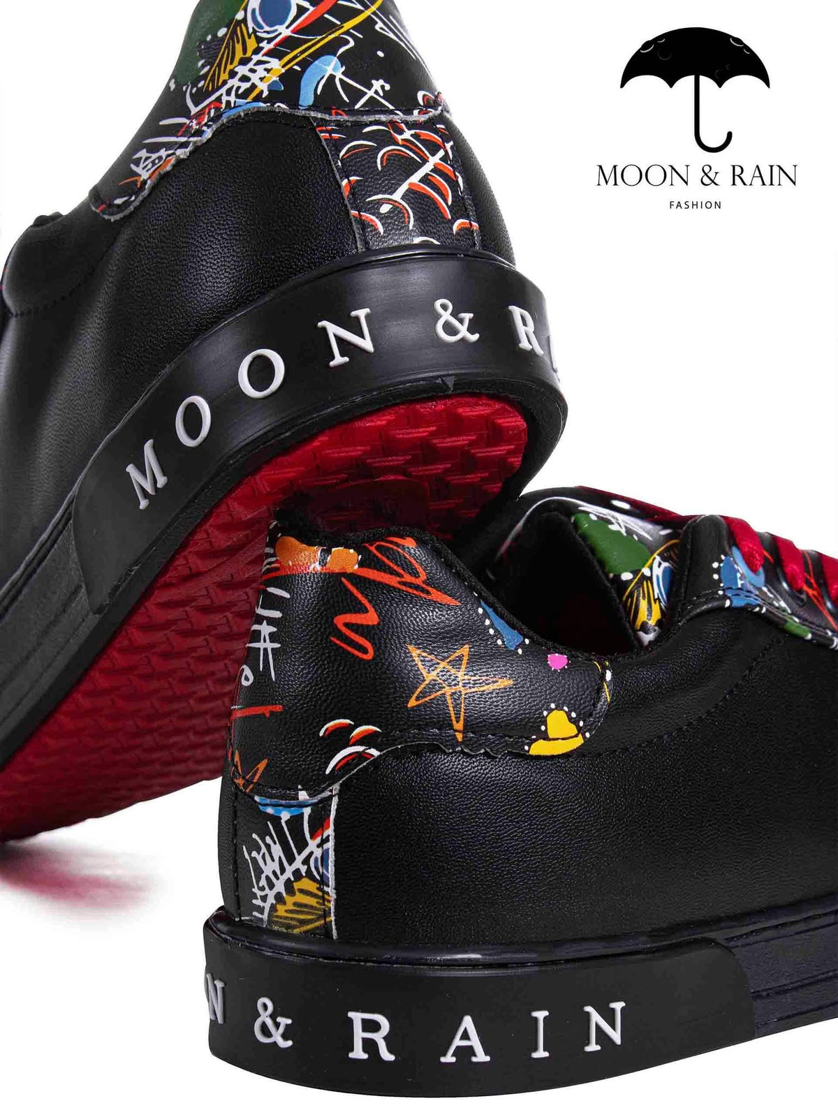 Tenis Unisex Sneakers Negros detalles Garabatos Colores