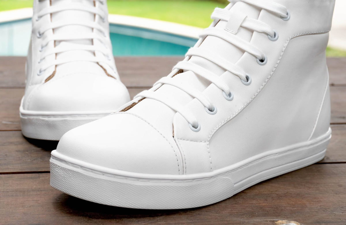 Tenis Hombre Estilo Botín Blancos