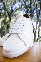 Tenis Hombres Sneakers Blancos Texturizado Snake
