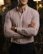 Camisa Hombre Casual Lineas Grises, Rojas Y Blancas
