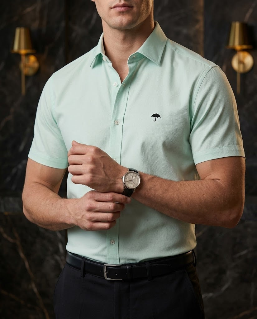 Camisa Hombre Verde — Mint Flux | Moon & Rain