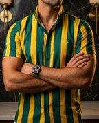 Camisa Hombre Rayas Verde Amarillo — Green Yellow Stripe | Moon & Rain
