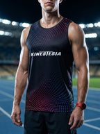 PLAYERA TANK HOMBRE SIN MANGAS NEGRA PUNTOS AZUL ROSA ROJO