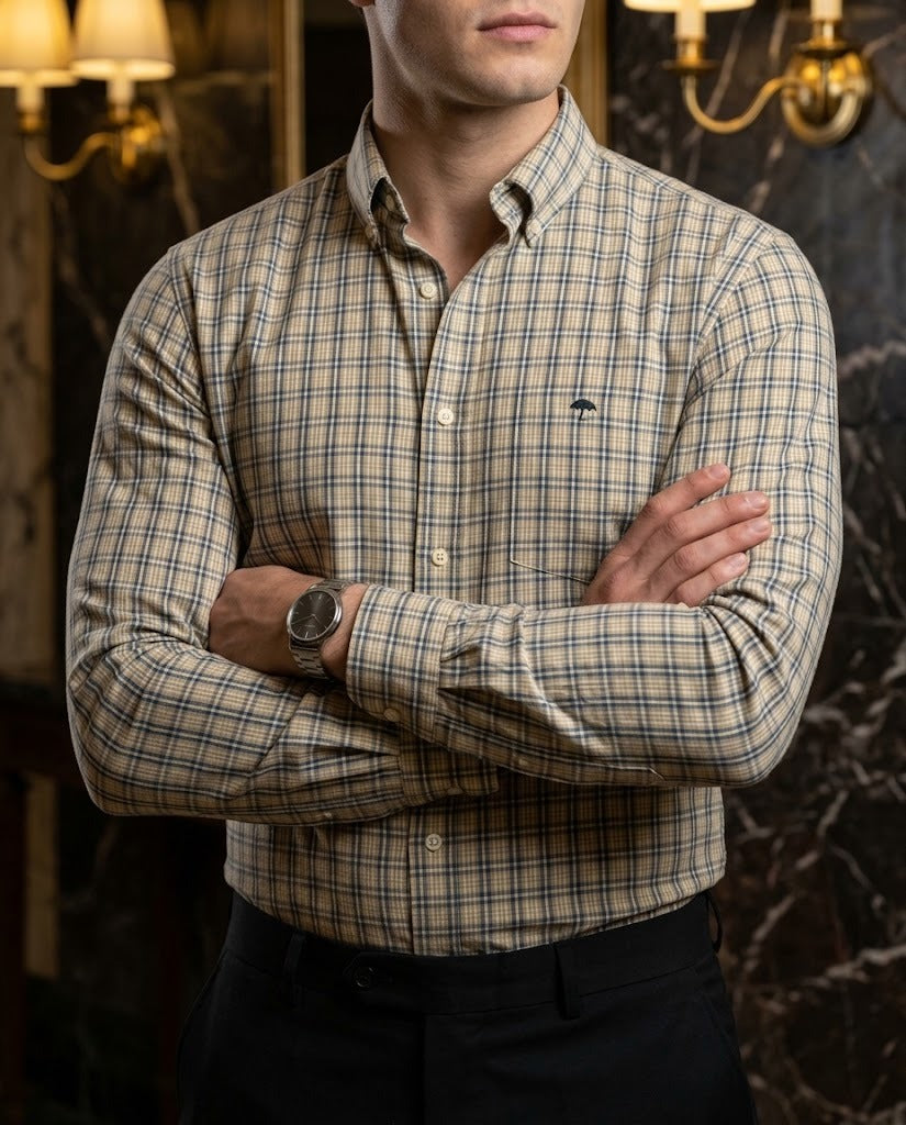 Camisa Hombre Microcuadro — Sky Micro | Moon & Rain