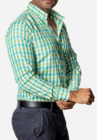 Camisa Casual Hombre,cuadro Verde Y Amarillo - Tiendas Platino Camisas Hombre 34 (S)