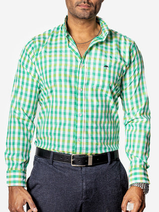 Camisa Casual Hombre,cuadro Verde Y Amarillo - Tiendas Platino Camisas Hombre 34 (S)