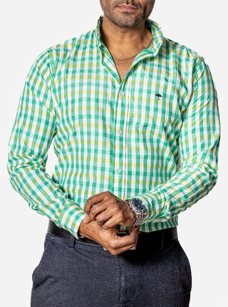 Camisa Casual Hombre,cuadro Verde Y Amarillo - Tiendas Platino Camisas Hombre 34 (S)