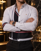 Camisa Hombre Estampado Negro Gris Rosa — Blush Stripe | Moon & Rain