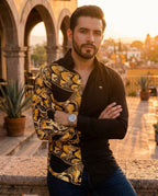 Camisa Hombre Estampado Negro — Serpent Shadow Fit | Moon & Rain