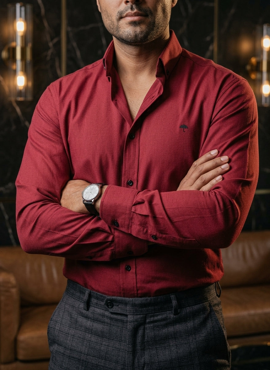 Camisa Hombre Rojo — Scarlet Flux | Moon & Rain