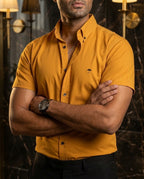Moon & Rain | Camisa Casual Hombre, Mostaza