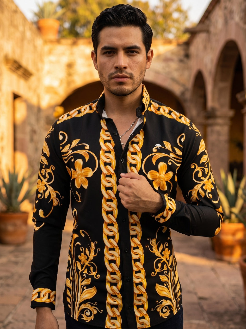 Camisa Hombre Estampado — Golden Chain | Moon & Rain