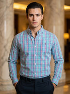 Camisa Hombre Cuadros Azul Verde — Forest Check | Moon & Rain