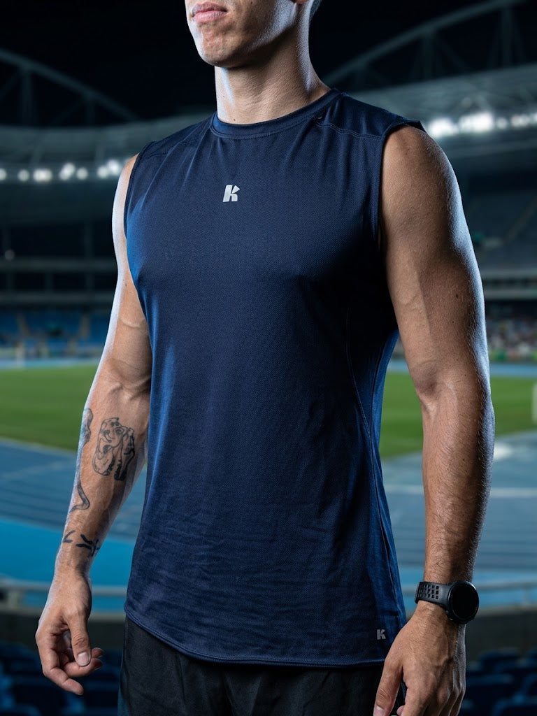 Playera Sin Mangas Azul Marino Para Hombre Basic Kinestesia