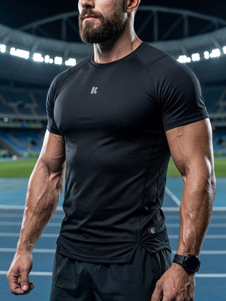 Playera Manga Corta Negra Para Hombre Basic Kinestesia