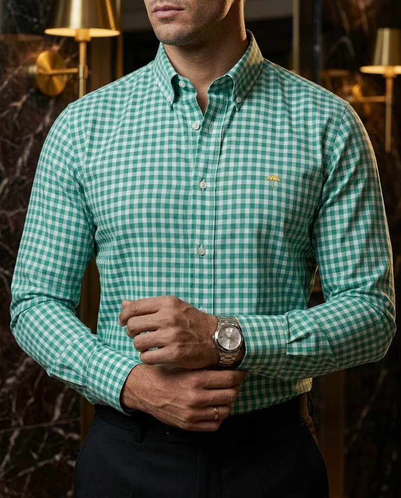 Camisa Hombre Cuadros Verde — Emerald Check | Moon & Rain