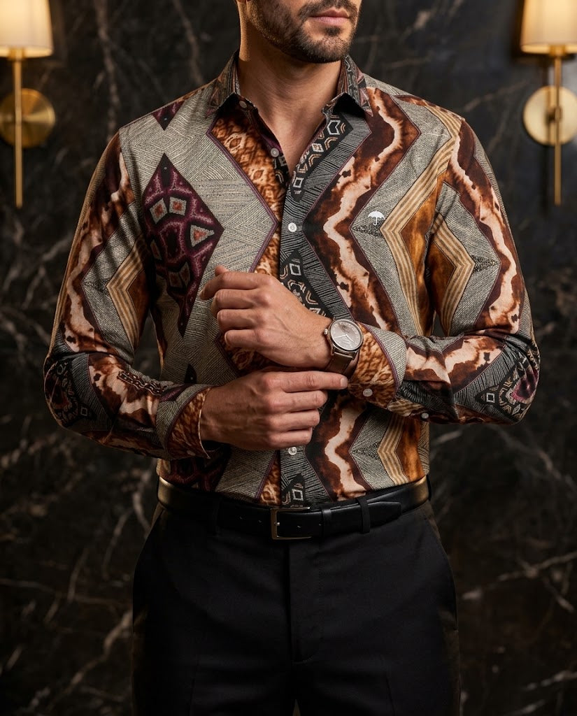 Camisa Hombre — Diagonal Prism | Moon & Rain