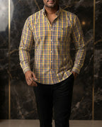 Camisa Hombre Cuadros Azul Marino Café — Earth Mini | Moon & Rain