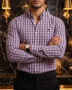 Camisa Hombre Cuadros Negro Blanco Lila — Lilac Check | Moon & Rain