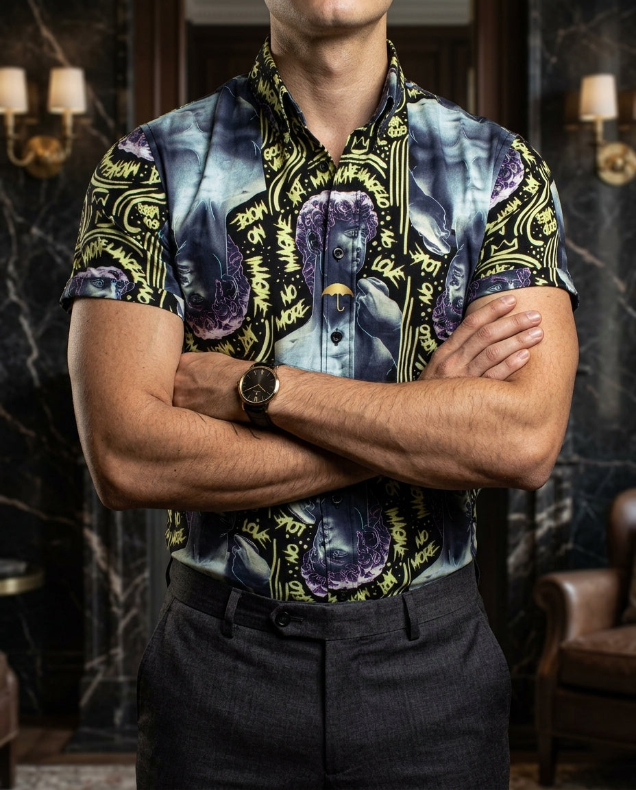 Camisa Hombre Azul — David Blue Renaissance | Moon & Rain
