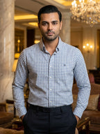 Camisa Hombre Cuadros Azul Gris — Slate Check | Moon & Rain