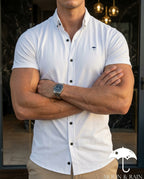 Camisa Hombre Estampado Negro Blanco — Obsidian Edge | Moon & Rain
