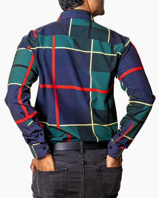 Camisa Casual Hombre Slim, Líneas Verde,azul Marino,rojo - Tiendas Platino Camisas Hombre 34 (S)