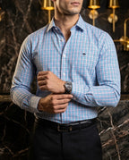 Camisa Hombre Microcuadro — Teal Micro | Moon & Rain